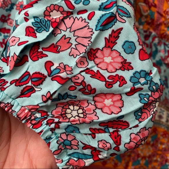🧡 BOHO BLUE ORANGE MULTI FLORAL LOOSE FIT TOP! - Picture 6 of 8